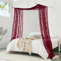 Burgundy Canopy Bed Curtains - 54W x 216L for Gothic Bedroom Decor - Variation of NOIR GOTHIC DECOR