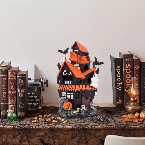 Halloween Haunted Village Decor LED Resin Spooky Town Black