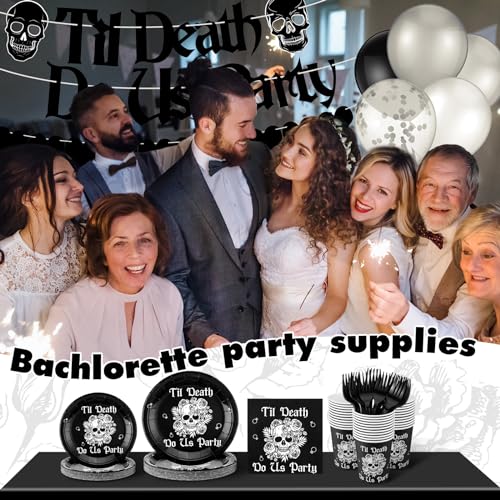 Gothic Bachelorette Party Supplies Set - 141 Pcs Decorations for 24 Guests