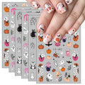 Halloween Nail Art Stickers Self-Adhesive Ghost Pumpkin Spider Web Bats & Cats - Sheet Sticker5