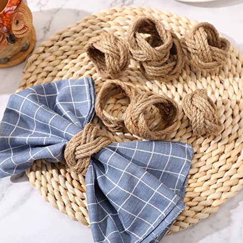 Vivid Style Thanksgiving Burlap Napkin Rings Set of 16 Rustic Fall Table Decor