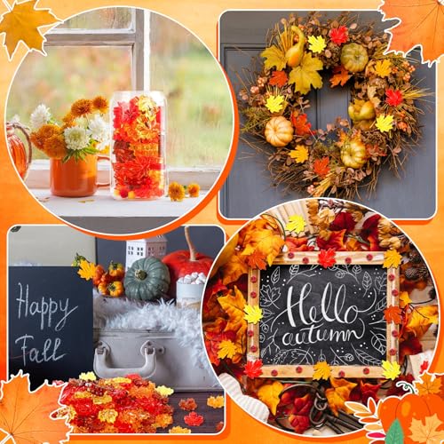 60Pcs Fall Thanksgiving Maple Leaves Vase Filler - Red Orange Yellow Brown