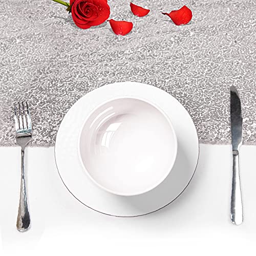 Silver Glitter Table Runner 12 x 108 Inch for Weddings & Parties - Variation of THIS listing