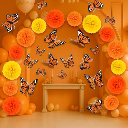 Day of the Dead Paper Flower & Butterfly Decorations - 24 Pcs