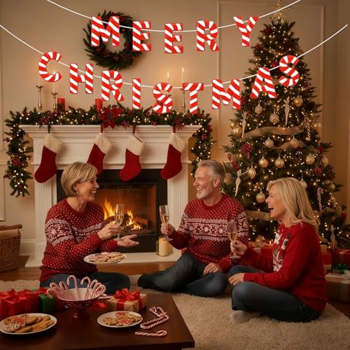 DIY Custom Banner Letter Kit - Candy Cane Style, Red & White, 116 Pieces