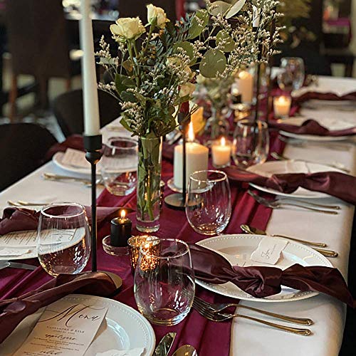 10Ft Burgundy Chiffon Table Runner 27x120 Inch for Wedding & Party Decor - QueenDream