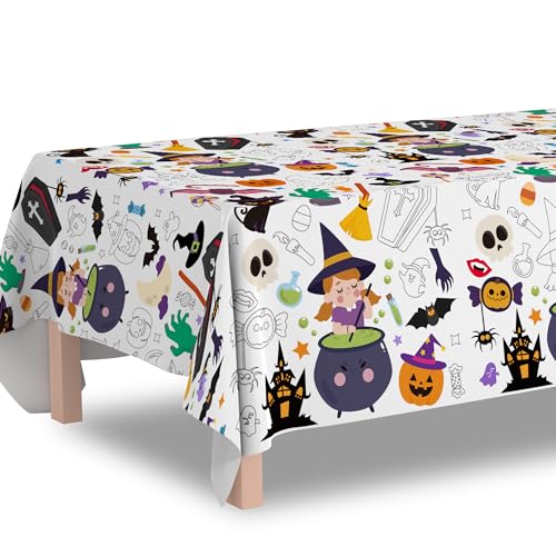 Halloween Coloring Tablecloth - 108 x 54 Inches Party Decoration