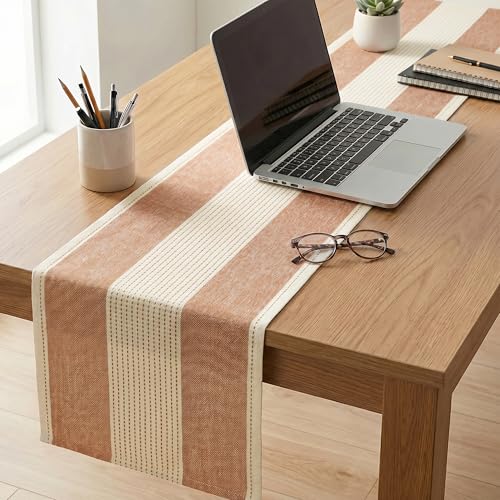 Caramel Farmhouse Rustic Fall Table Runner 13x72 Inch - Seasonal Macrame Kitchen Decor