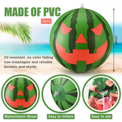 Halloween Inflatable Watermelon Pool Float - 12 Inch Watermelon Beach Ball Set of 3