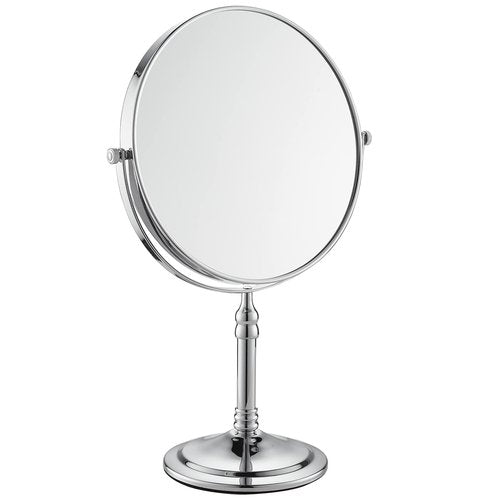 Gecious Silver Makeup Mirror 1X/10X Free Standing 8 Inches 360 Swivel Dual-Sided Tabletop Makeup Mirror, Metal