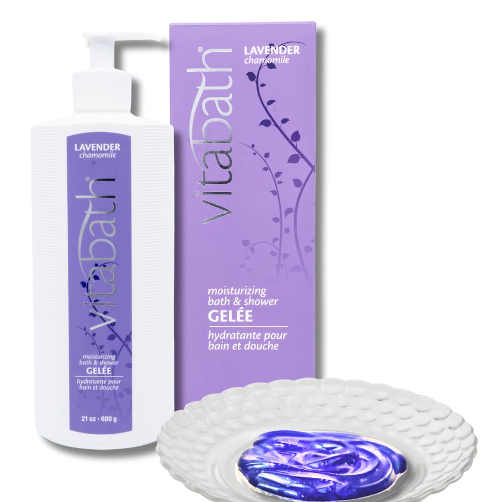 Vitabath Lavender Chamomile Moisturizing Bath & Shower Gel Wash Calming & Hydrating Botanical Skin-Softening Skincare, Body Cleanser & Foaming Gelee - 21 oz