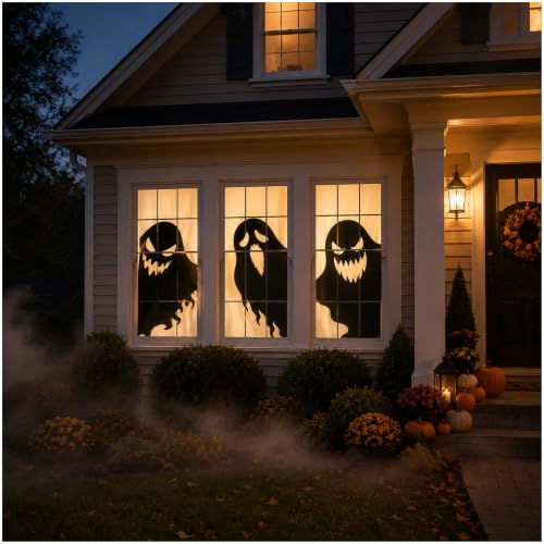 Large Ghost Window Decorations Set - Halloween Silhouettes for Indoor Outdoor Decor