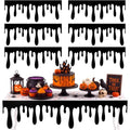 Black Felt Halloween Mantle Cover Set - 6 Pcs, 39x16 Inches - Spooky Decor