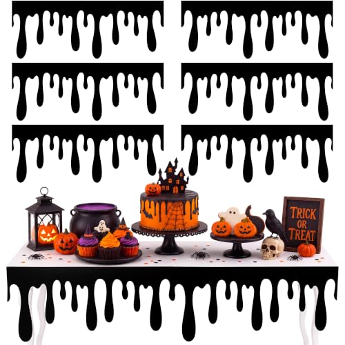 Black Felt Halloween Mantle Cover Set - 6 Pcs, 39x16 Inches - Spooky Decor