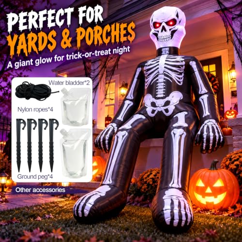10.5 FT LED Halloween Inflatable Skeleton Outdoor Decor - Giant Spooky Yard Display