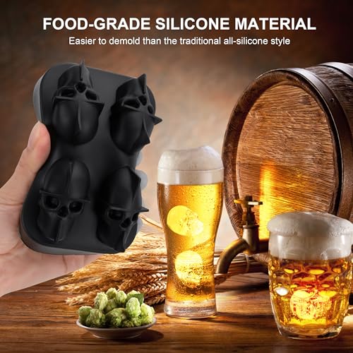 Black Skull-Shaped Silicone Ice Cube Tray for Whiskey & Cocktails - Eco Friendly