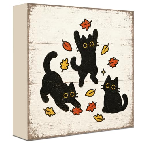 Fall Decorations for Home Black Cat Wood Sign - Rustic Fall Decor - FALL58