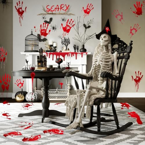 Halloween Blood Handprint and Footprint Wall Decals - Horror Party Decorations