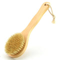 HiKin 9.84 Inch Dry Body Brush Back Scrubber, Wooden Short Handle Natural Bristles Bath & Shower Brush.