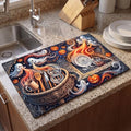 Halloween Ghost Pumpkin Dish Drying Mat - 12x20 Spooky Kitchen Decor