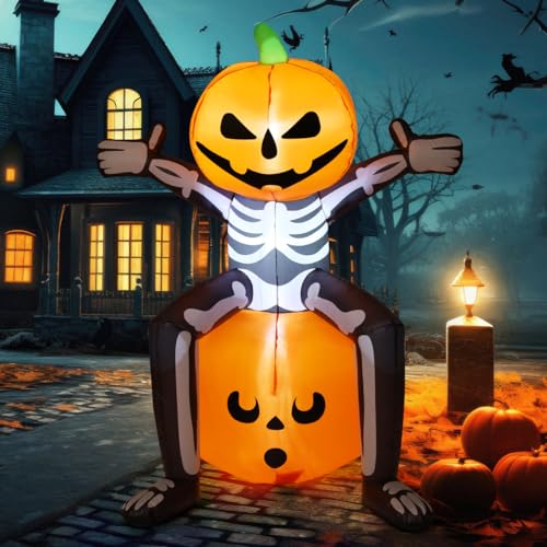 Halloween Inflatables Outdoor Decorations Spider Skeleton Pumpkin Waterproof Yard Decor