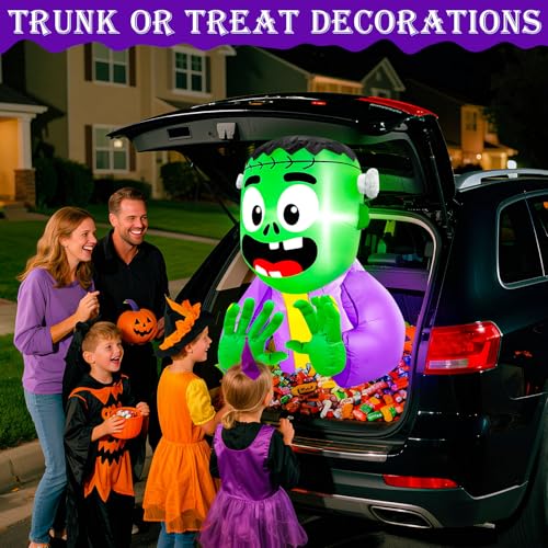 3.5 Ft Inflatable Halloween Zombie Car Decoration Kit with LEDs - Trunk or Treat Prop