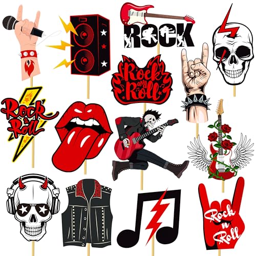 28pcs Rock and Roll Party Centerpieces Set - Music, Skull, Guitars, Halloween Decor