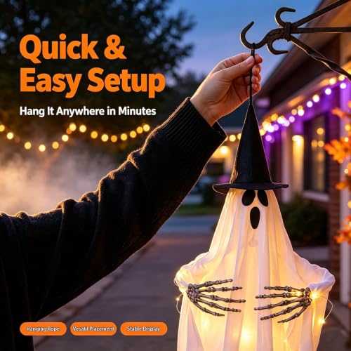 Halloween Ghost with Witch Hat and Claw Props for Party Decor