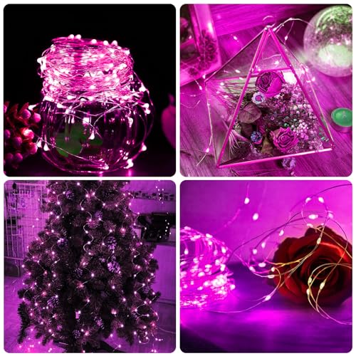 Pink Fairy Lights Battery Operated 50 Pack 7ft 20 LED String for Valentine's Easter Christmas