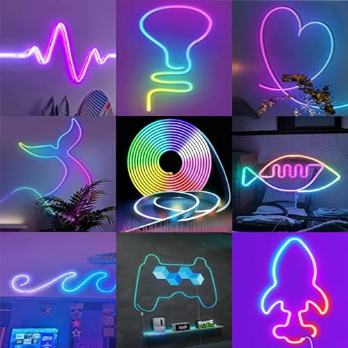 USB RGB LED Neon Rope Light Strip with Remote & App Control - Music Sync, DIY Decor, 9.8FT