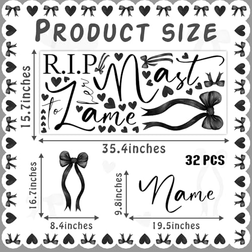 Black Rip to Her Last Name Sign Decal for Bridal Shower & Halloween Backdrop