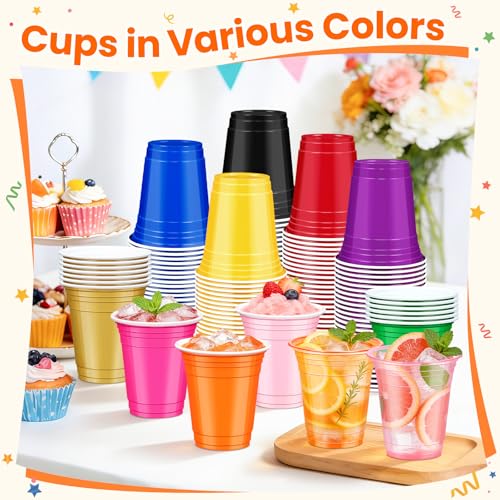 50 Pack Purple Plastic Cups 12 oz Disposable Party Cups - LIKAJON