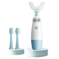 Hikid Kids Electric Toothbrush，360-Degree Sonic Vibration, IPX7 Waterproof,Toddler U Shaped Toothbrush with 2 Soft Brush Head,Cute Owl Design Baby Toothbrush for Ages 8–13（Blue）