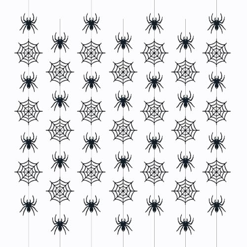 Halloween Felt Spider Web Garland Set - 7 Pack Hanging Spider Decorations