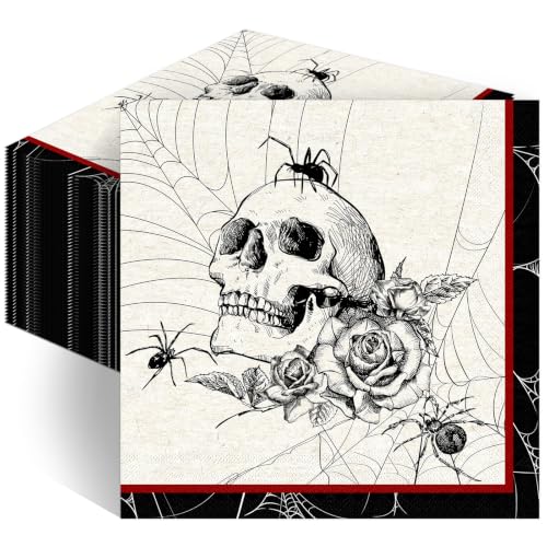 Black Gothic Halloween Paper Napkins 6.5 Inch - 100 pcs Halloween Party Supplies
