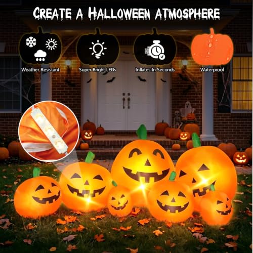 OZMI 7.5ft Halloween Inflatable Pumpkins Family Yard Decor Outdoor