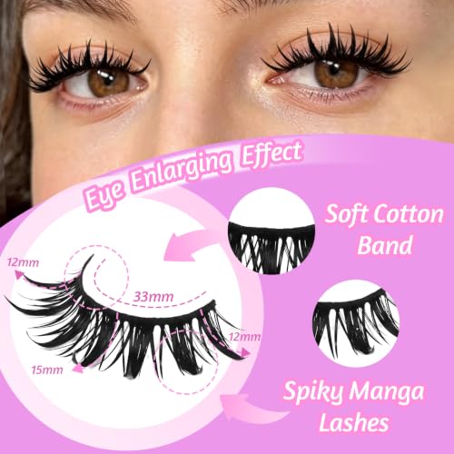 Losha Wet Look Wispy Manga Lashes - 10P Wet02 Variation, Cruelty-Free Synthetic Eyelashes