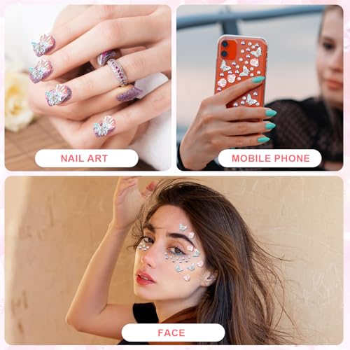 Face Gems Stickers Kit with Pearl & Pink Shells for Makeup & Crafts