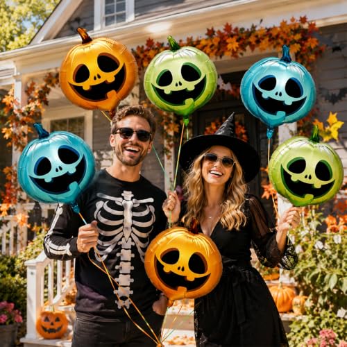 Spooky Doll Halloween Party Decorations - Scary Pumpkin Balloons Set