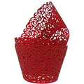 Red Lace Hollow Out Cupcake Wrappers 50pcs - Elegant Party Decoration