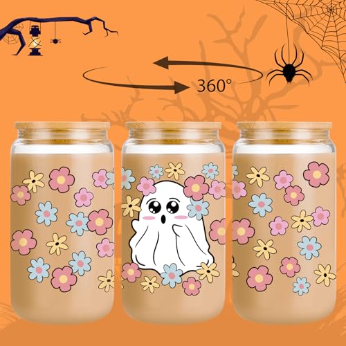 Halloween Ghost Iced Coffee Cup with Lid & Straw - Spooky Gift for Women