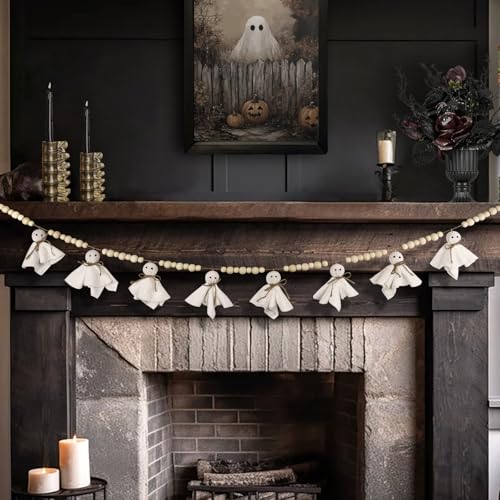 Halloween Ghost Garland 7.2ft Decorative Hanging Banner for Mantel & Wall