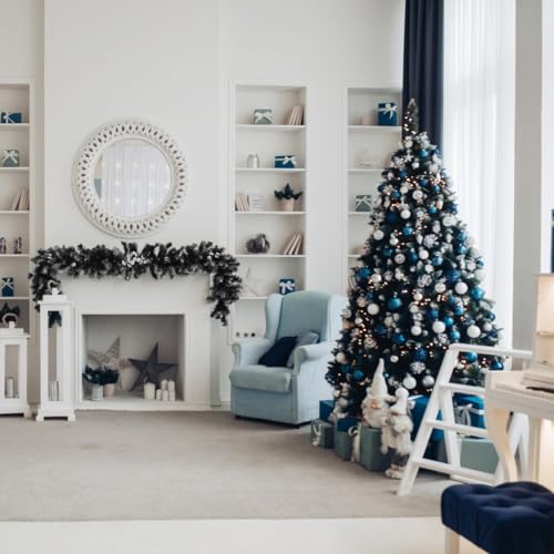 Black 5ft Artificial Christmas Tree with LED Lights and Tips - Halloween Decor