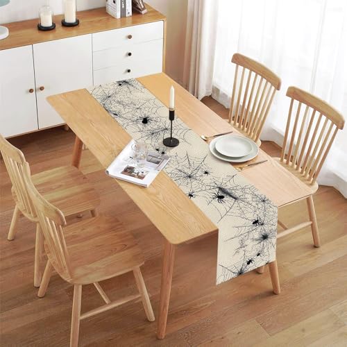 Spider Web Halloween Table Runner 13x72 Inches for Fall & Party Decor - Indoor Outdoor