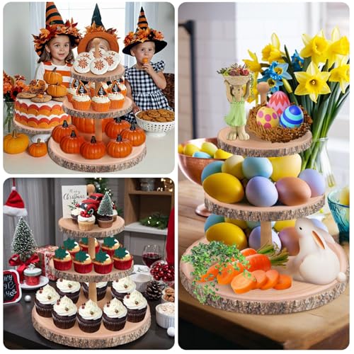 Rustic Wooden 3-Tier Cupcake Stand - Farmhouse Dessert Display