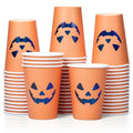 Confettiville Halloween Disposable Paper Cups 50 Pack - Jack-O-Lantern Black & Orange, 12 oz