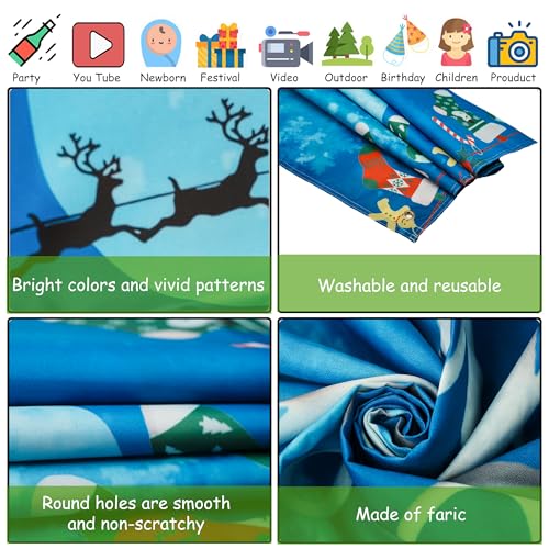 Christmas Snowman Backdrop Banner Winter Scene for Photography Blue - 72.8 x 43.3 Inches