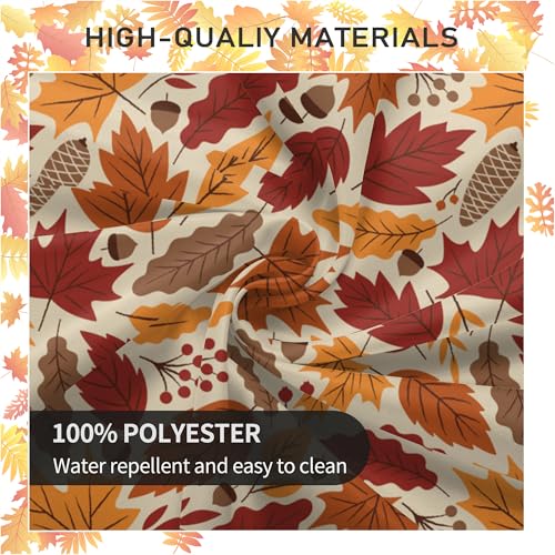 Fall Maple Leaf Round Tablecloth 60 Inch - Autumn Waterproof Decor, Yellow