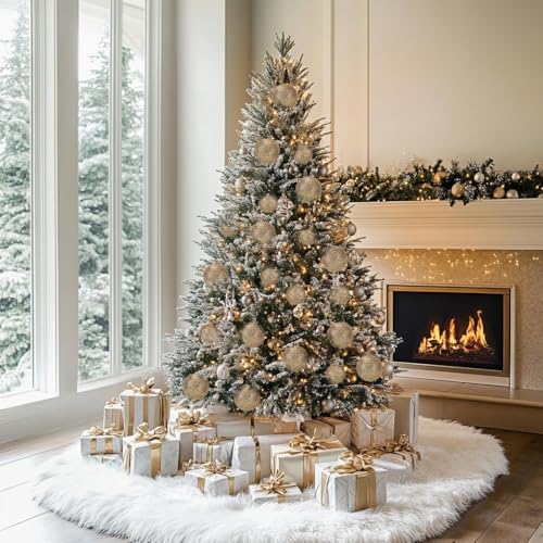 Large Champagne Christmas Ornaments Set - 3.15 Inch Shatterproof Holiday Decor, 6 Pack