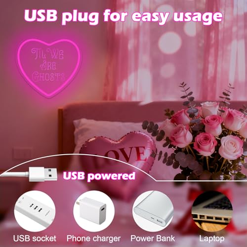 Heart Neon Sign Love Neon Wall Decor Dimmable Valentine's Day LED Light - Pink Heart